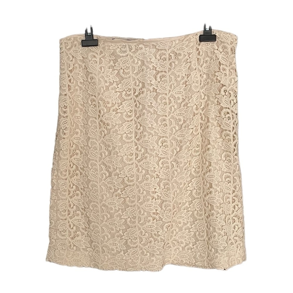 TALBOTS Crochet Lace Embroidered Skirt Cream 14W